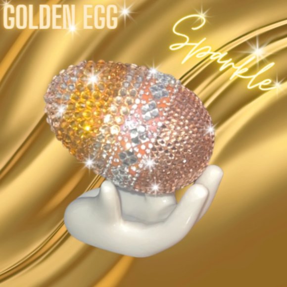 Gold Crystal Rhinestone Luxury Easter Egg W/Ceramic Egg Hand Holder, Easter Gift - Picture 9 of 16